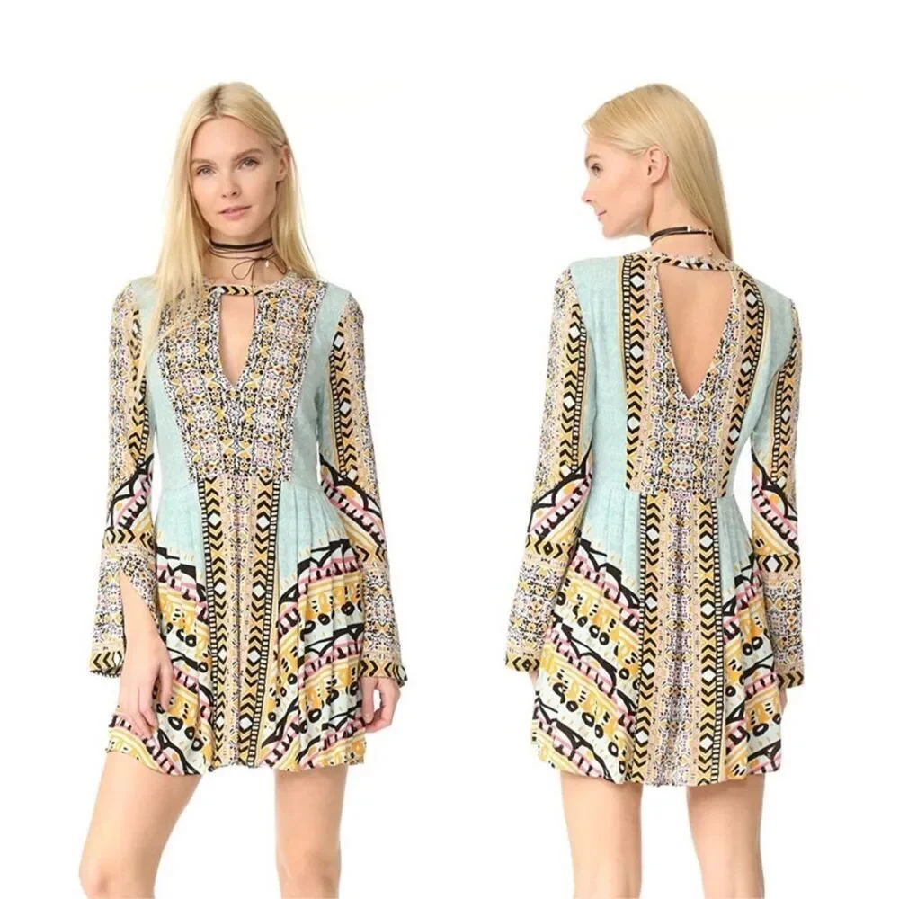 Free People Tegan Border Printed Mini Dress
